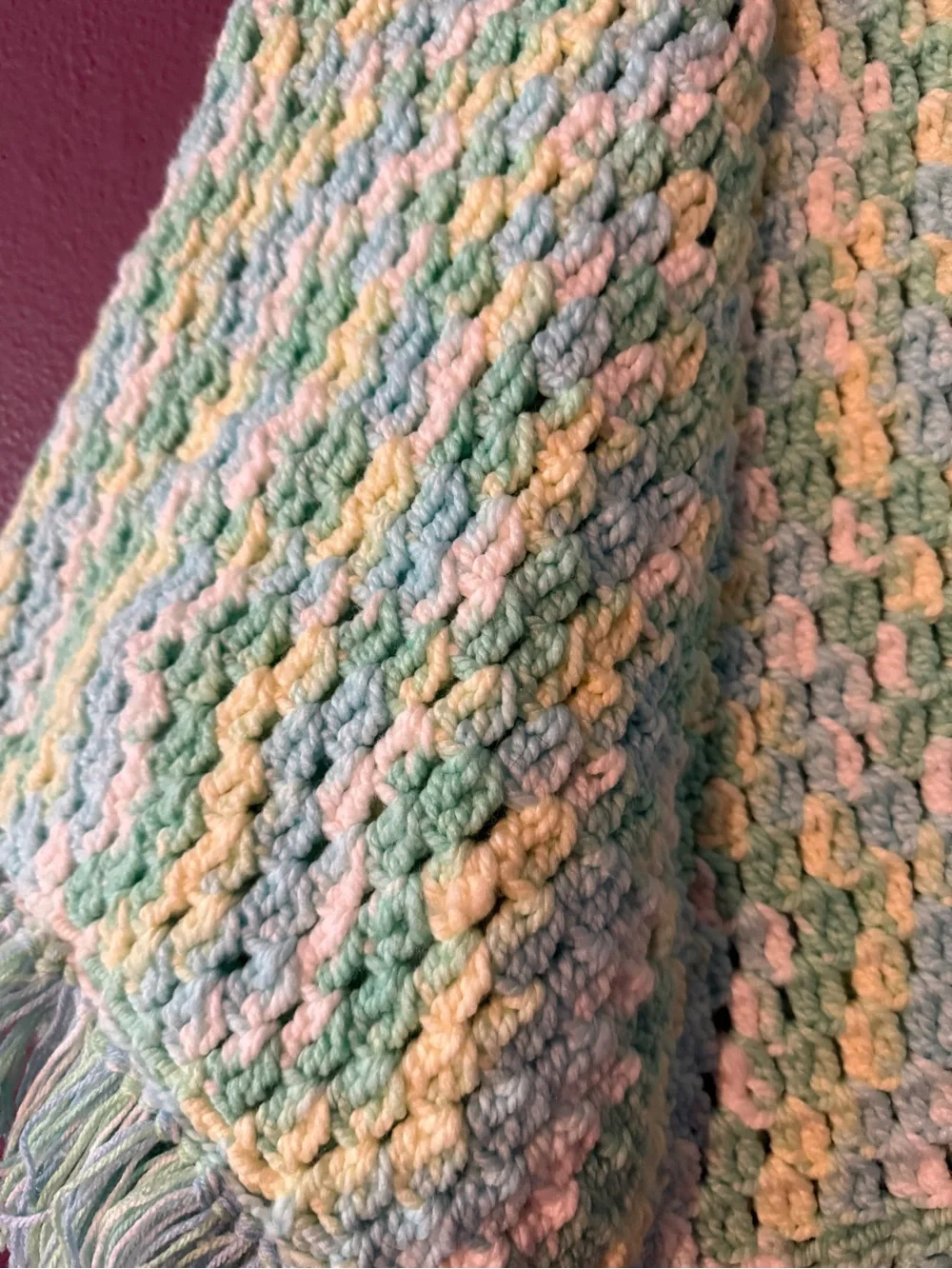 Handmade Pastel Fringe Crochet Skirt - Mint & Yellow